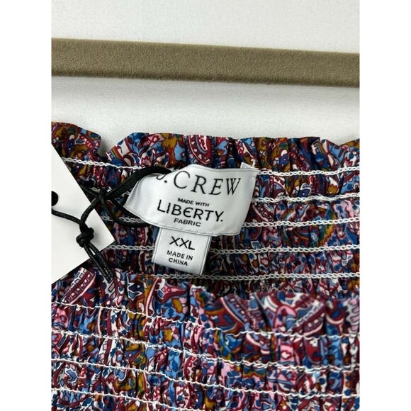 NWT J Crew Liberty Women's XXL Puff Sleeve Smocked Top Paisley Boho Blouse - Picture 4 of 15